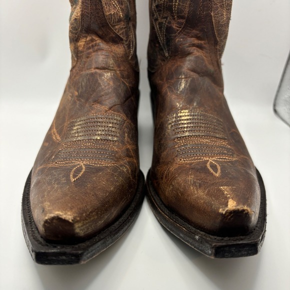 Cavenders Western Boots Brown Leather Stitch with Gold Brush Strokes Size 6.5 B - Picture 4 of 13